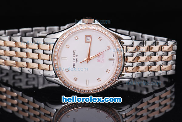 Patek Philippe Classic Rose Gold&Diamond Bezel-Diamond Marking with White Dial - Click Image to Close